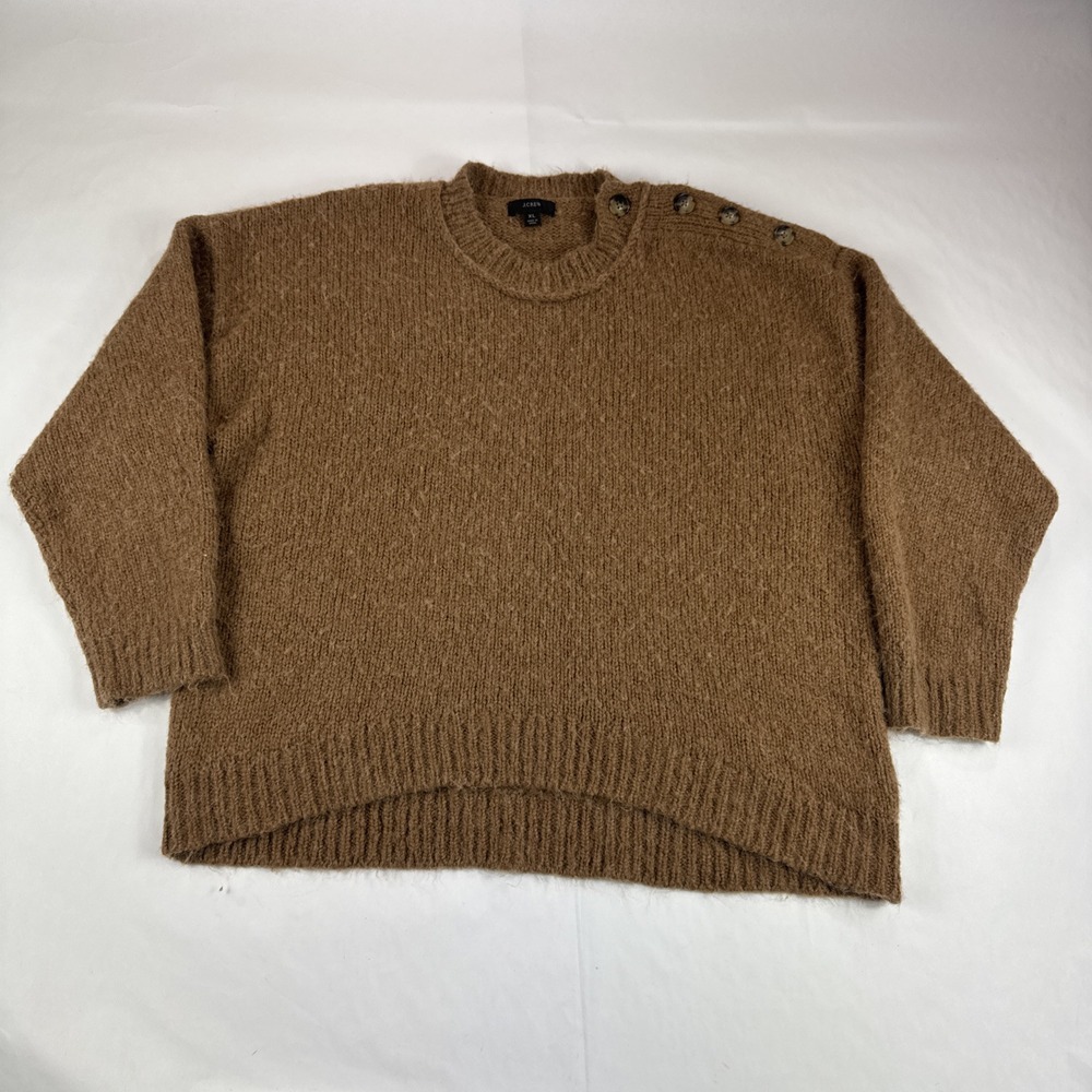 J‎ Crew Alpaca Wool Sweater Womens XL Button Shoulder Sweatshirt Pullover Preppy